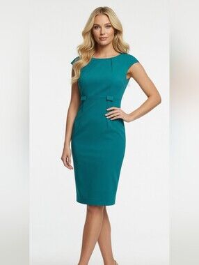 Calvin Klein Sleeveless Teal Dress (Size: 4)